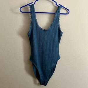 Ribbed Lace Hem Body Suit